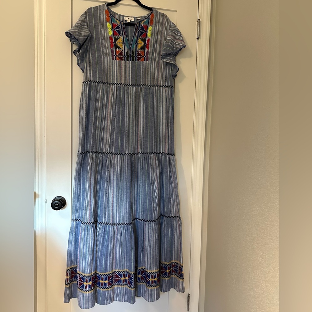 Anthropologie Laia Embroidered Maxi Dress